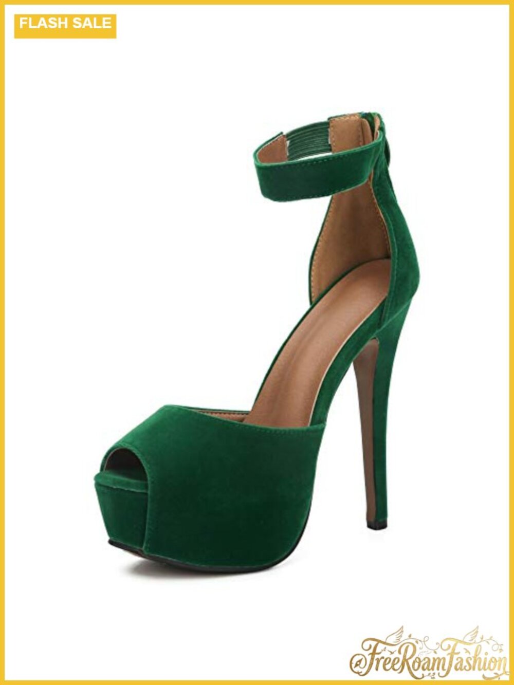 Platform High Heel Sandals Peep Toe Stiletto Ankle Strap Zip